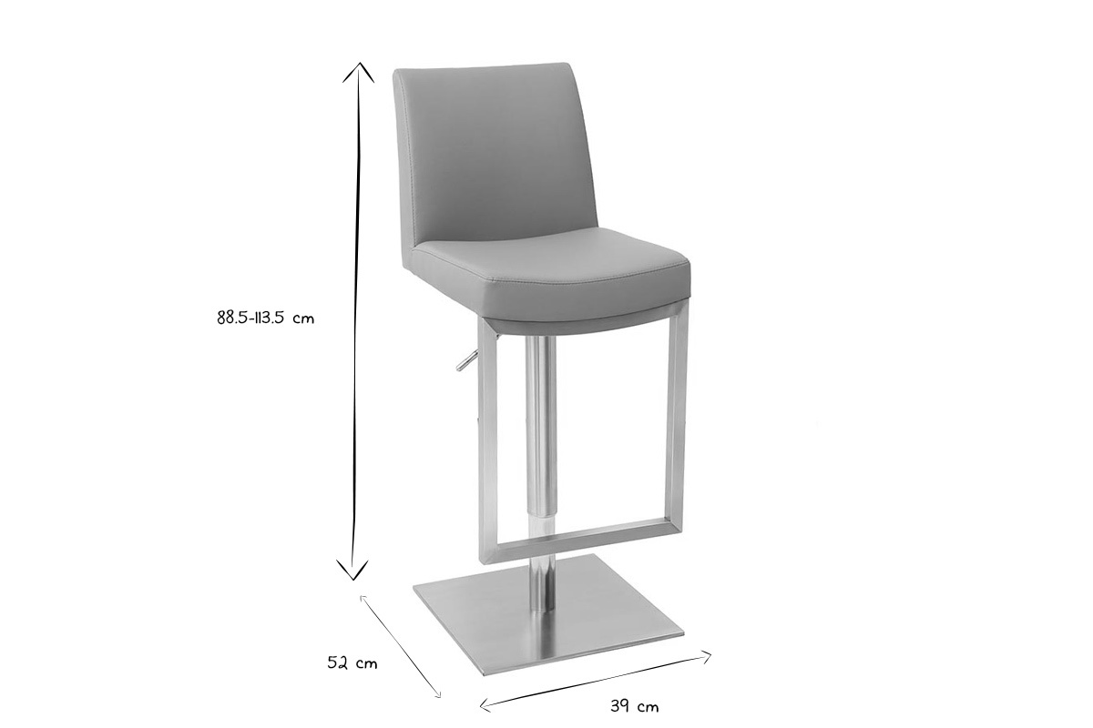 Tabourets de bar relevables gris et acier chrom� (lot de 2) KYLE